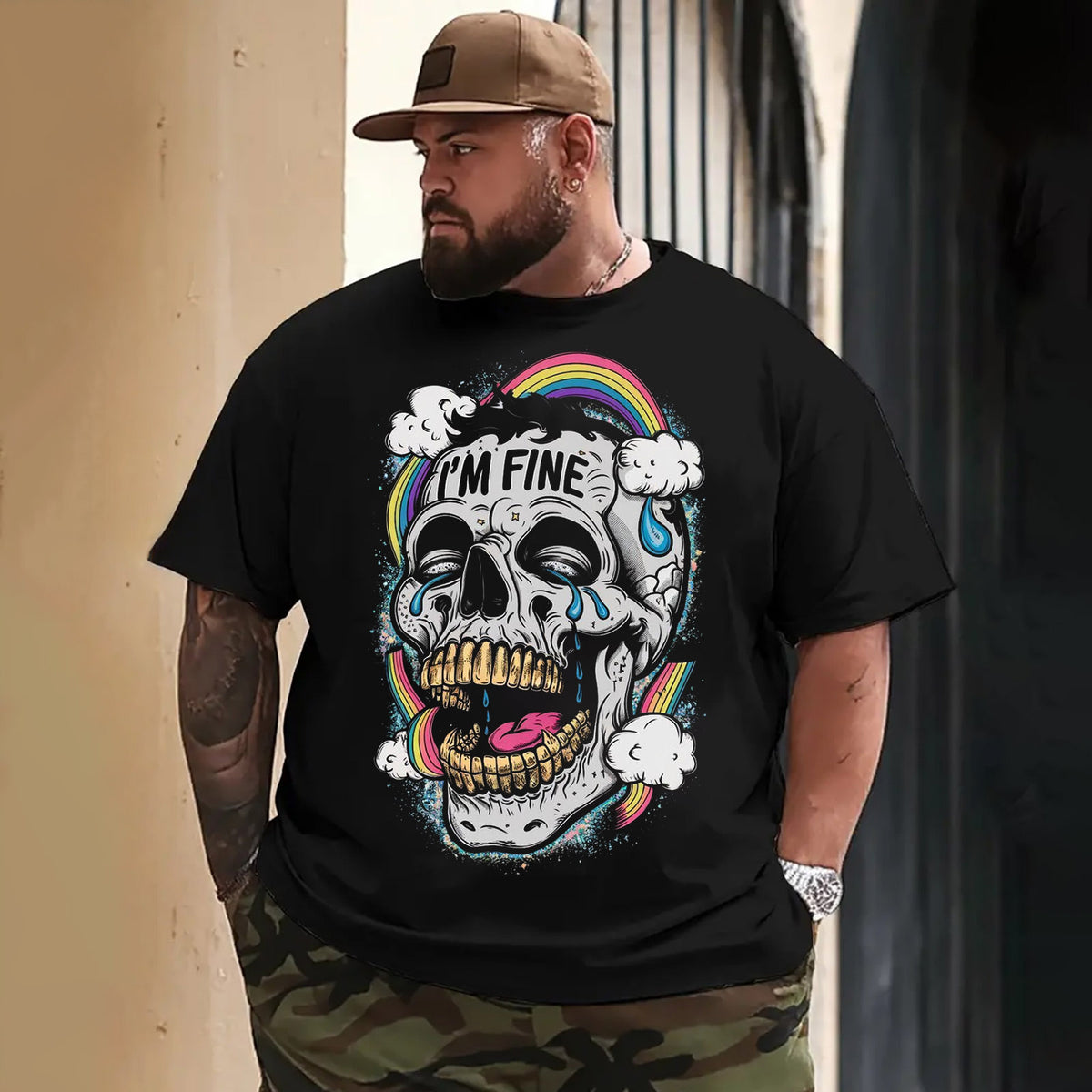 Skull Skeleton T0 5DLS 017 Men T Shirts Big and Tall Men Shirts Plus Size Short Sleeve Fashion Casual T Shirt Graphic Tee Shirts Tshirts