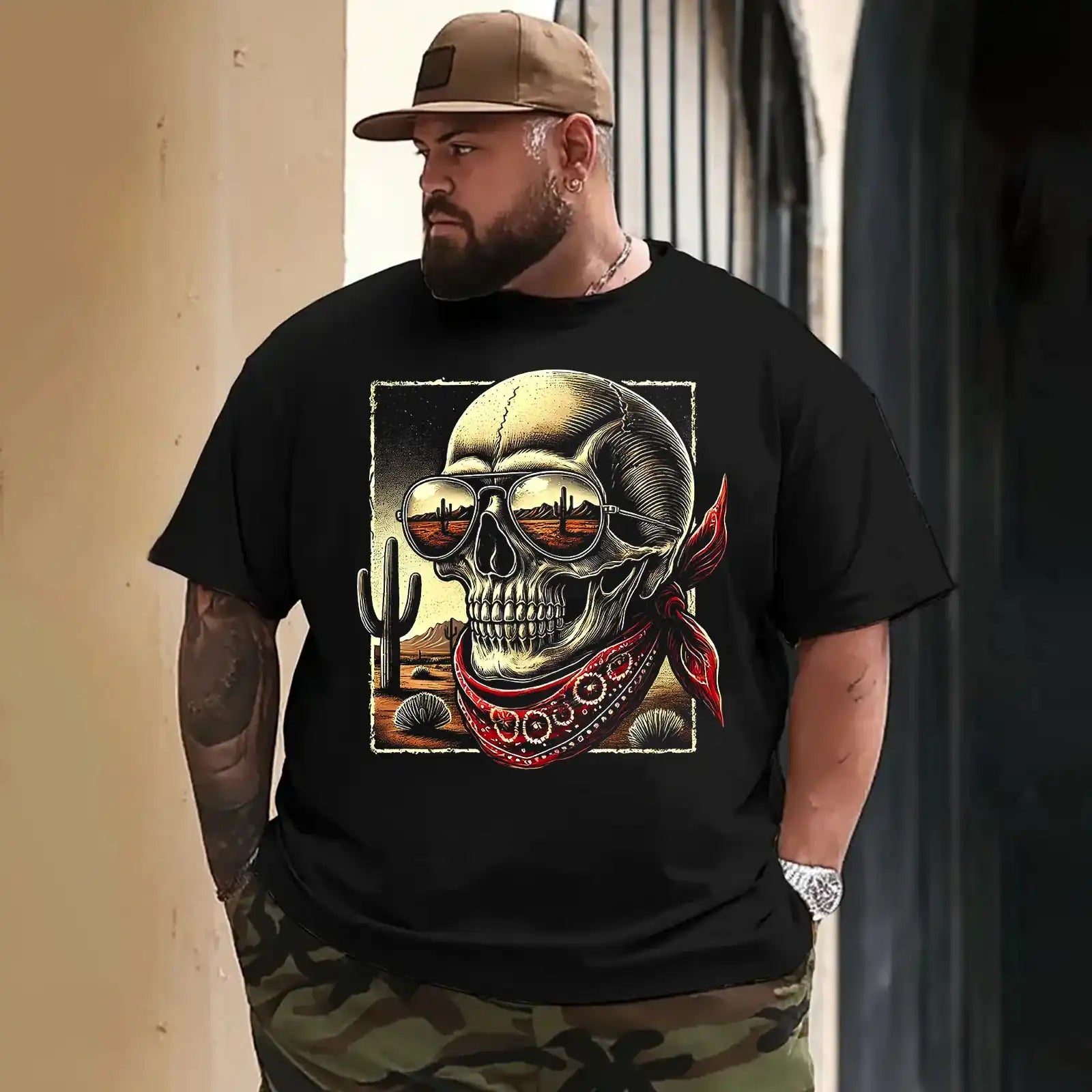Skull Skeleton T0 5DLS 014 Men T Shirts Big and Tall Men Shirts Plus Size Short Sleeve Fashion Casual T Shirt Graphic Tee Shirts Tshirts - BigTallGuys