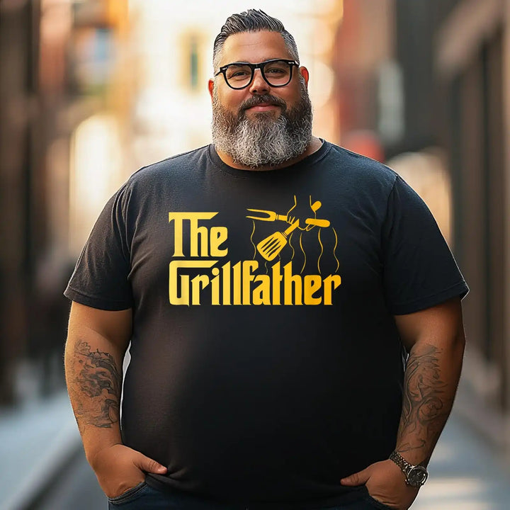 The Grillfather BBQ Grill Barbecue Chef Dad Papa Men T Shirts Big and Tall Men Shirts Plus Size Short Sleeve Fashion Casual T Shirt Graphic Tee Shirts Tshirts