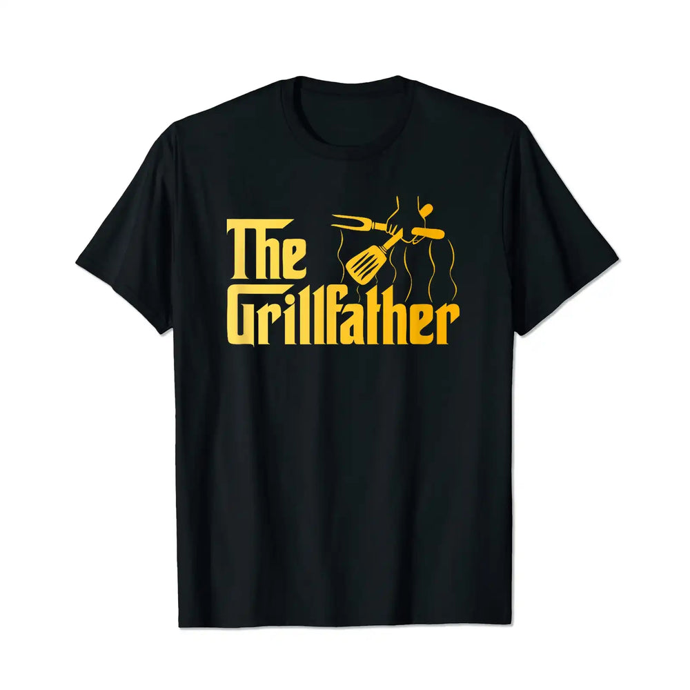 The Grillfather BBQ Grill Barbecue Chef Dad Papa Men T Shirts Big and Tall Men Shirts Plus Size Short Sleeve Fashion Casual T Shirt Graphic Tee Shirts Tshirts - BigTallGuys