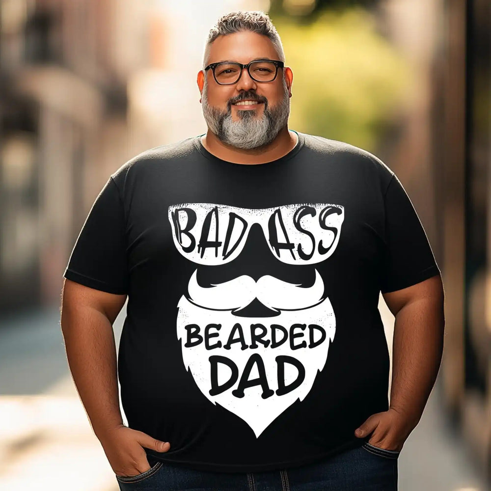 Badass Bearded Dad Men T Shirts Big and Tall Men Shirts Plus Size Short Sleeve Fashion Casual T Shirt Graphic Tee Shirts Tshirts - BigTallGuys