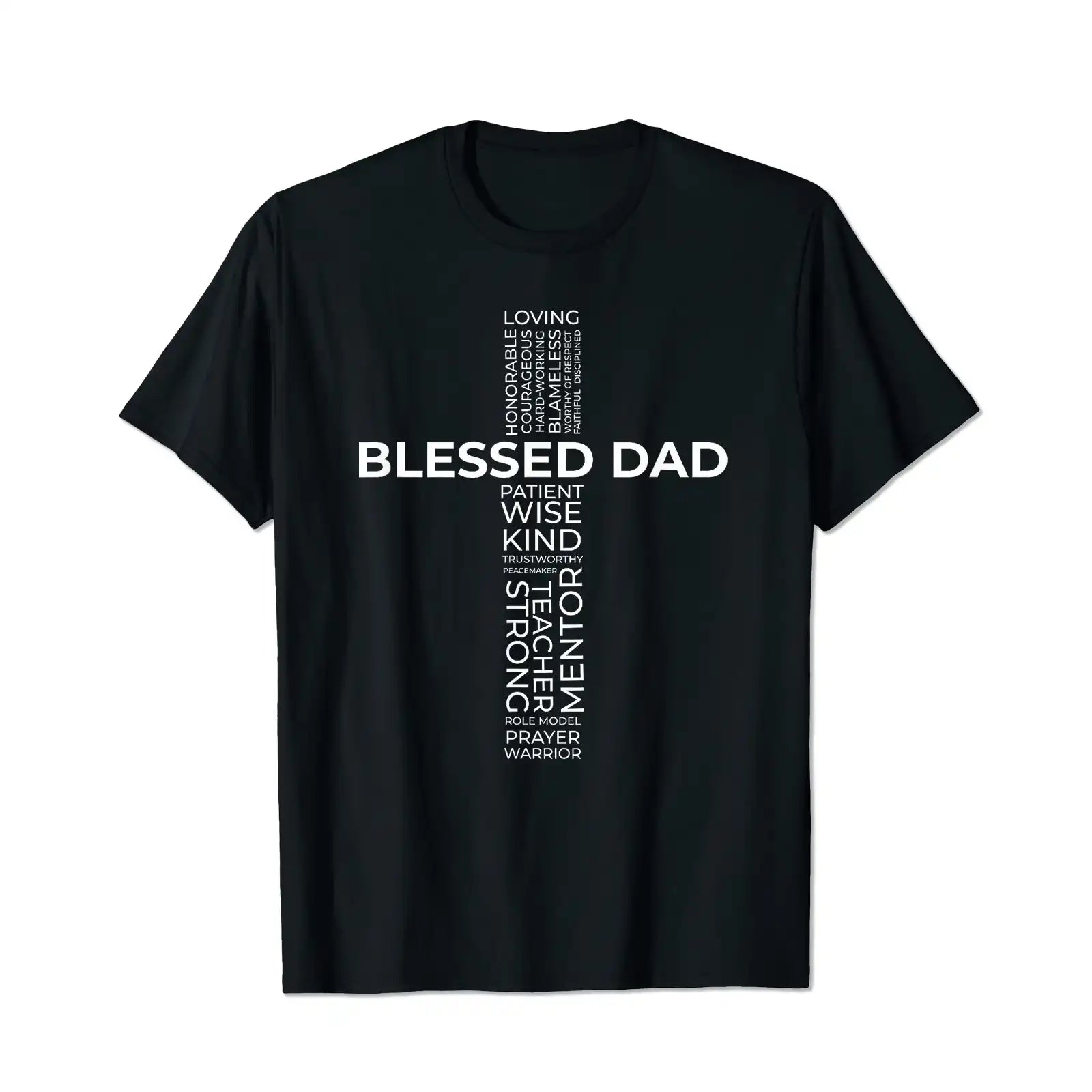 God Bless Dad Cross Men T Shirts Big and Tall Men Shirts Plus Size Short Sleeve Fashion Casual T Shirt Graphic Tee Shirts Tshirts - BigTallGuys