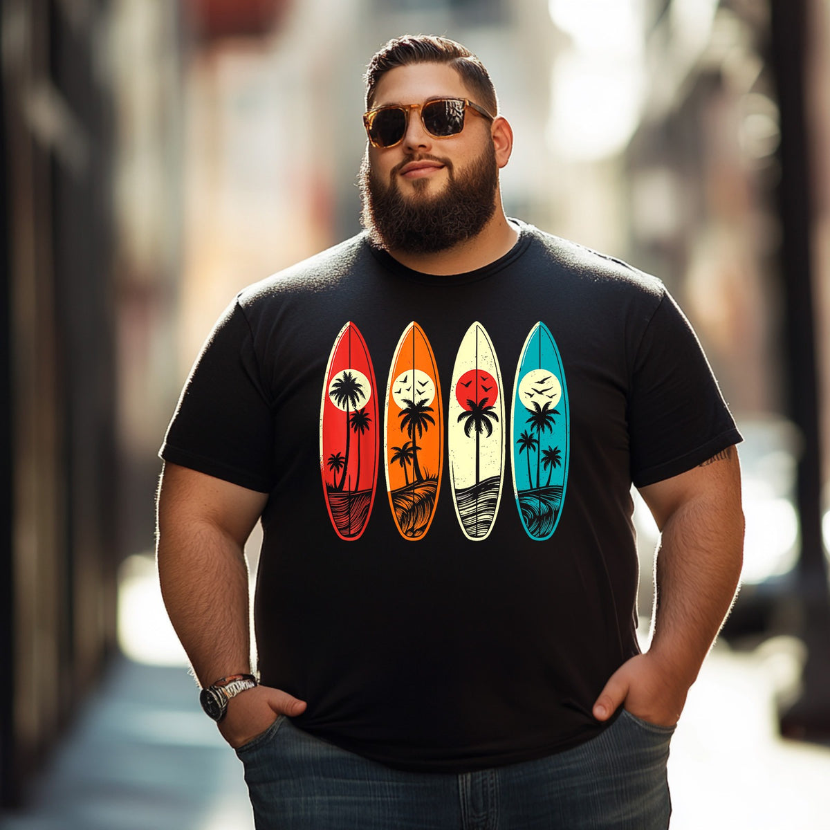 Hawaii Palm Surfing Beach Surfboard Men T Shirts Big and Tall Men Shirts Plus Size Short Sleeve Fashion Casual T Shirt Graphic Tee Shirts Tshirts