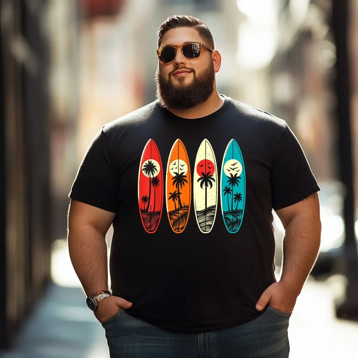 Hawaii Palm Surfing Beach Surfboard Men T Shirts Big and Tall Men Shirts Plus Size Short Sleeve Fashion Casual T Shirt Graphic Tee Shirts Tshirts