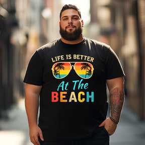 Life Is Better at The Beach 2 Men T Shirts Big and Tall Men Shirts Plus Size Short Sleeve Fashion Casual T Shirt Graphic Tee Shirts Tshirts