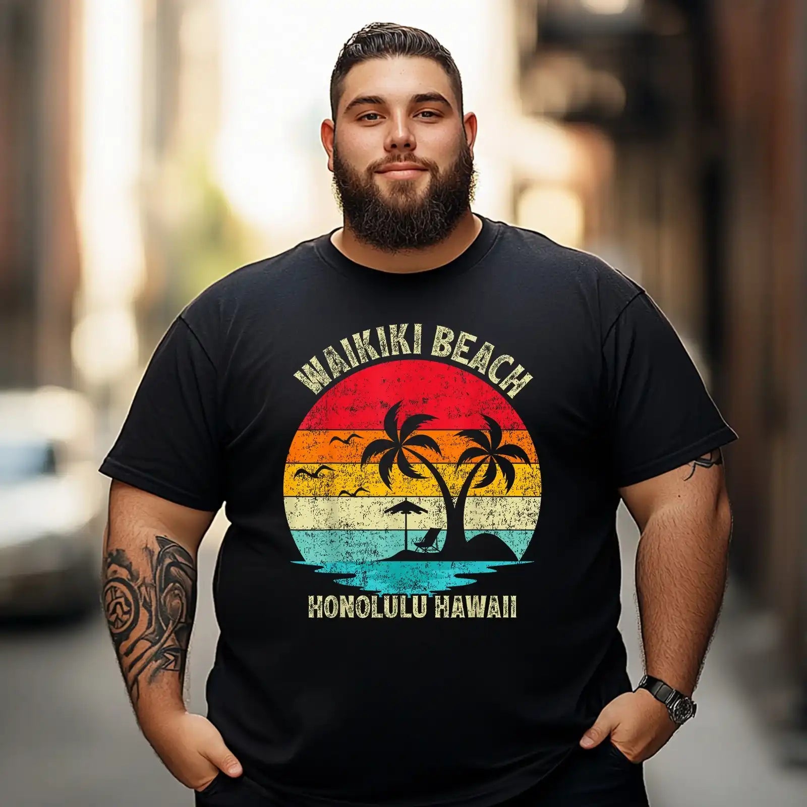 Hawaii Beach Summer Vacation Men T Shirts Big and Tall Men Shirts Plus Size Short Sleeve Fashion Casual T Shirt Graphic Tee Shirts Tshirts - BigTallGuys