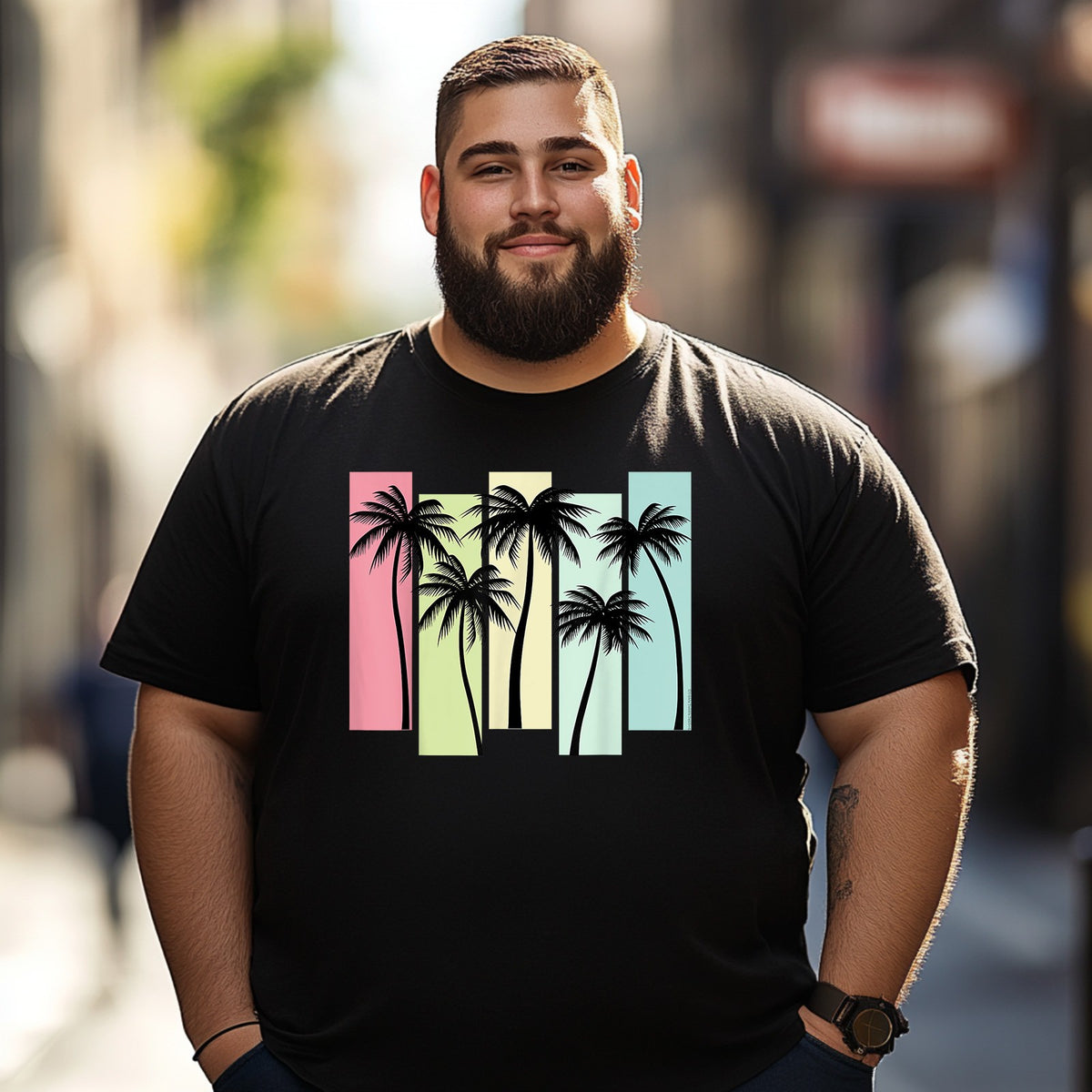 Palm Trees Men T Shirts Big and Tall Men Shirts Plus Size Short Sleeve Fashion Casual T Shirt Graphic Tee Shirts Tshirts