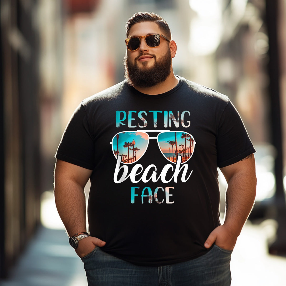 Resting Beach Face Funny Beach Vacation Vintage Retro Men T Shirts Big and Tall Men Shirts Plus Size Short Sleeve Fashion Casual T Shirt Graphic Tee Shirts Tshirts