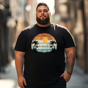 Sunshine Summer Vibes Palm Trees Beach Men T Shirts Big and Tall Men Shirts Plus Size Short Sleeve Fashion Casual T Shirt Graphic Tee Shirts Tshirts
