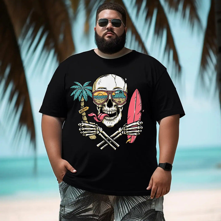 Sunshine Summer Beach Vibes Palm Trees Skull Island Men T Shirts Big and Tall Men Shirts Plus Size Short Sleeve Fashion Casual T Shirt Graphic Tee Shirts Tshirts