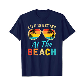 Life Is Better at The Beach 2 Men T Shirts Big and Tall Men Shirts Plus Size Short Sleeve Fashion Casual T Shirt Graphic Tee Shirts Tshirts