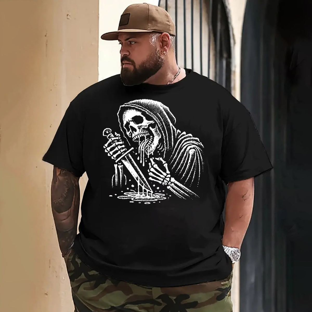 Skull Skeleton T0 5DLS 001 Men T Shirts Big and Tall Men Shirts Plus Size Short Sleeve Fashion Casual T Shirt Graphic Tee Shirts Tshirts