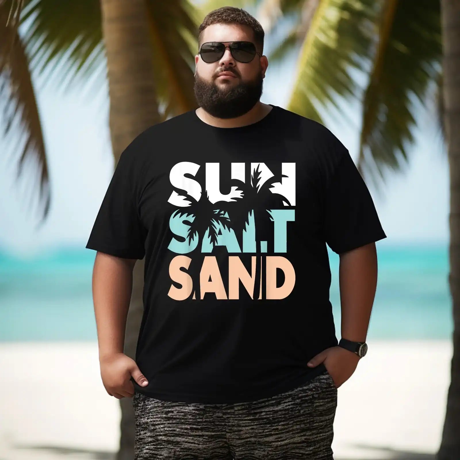 Tree Beach Men T Shirts Big and Tall Men Shirts Plus Size Short Sleeve Fashion Casual T Shirt Graphic Tee Shirts Tshirts - BigTallGuys