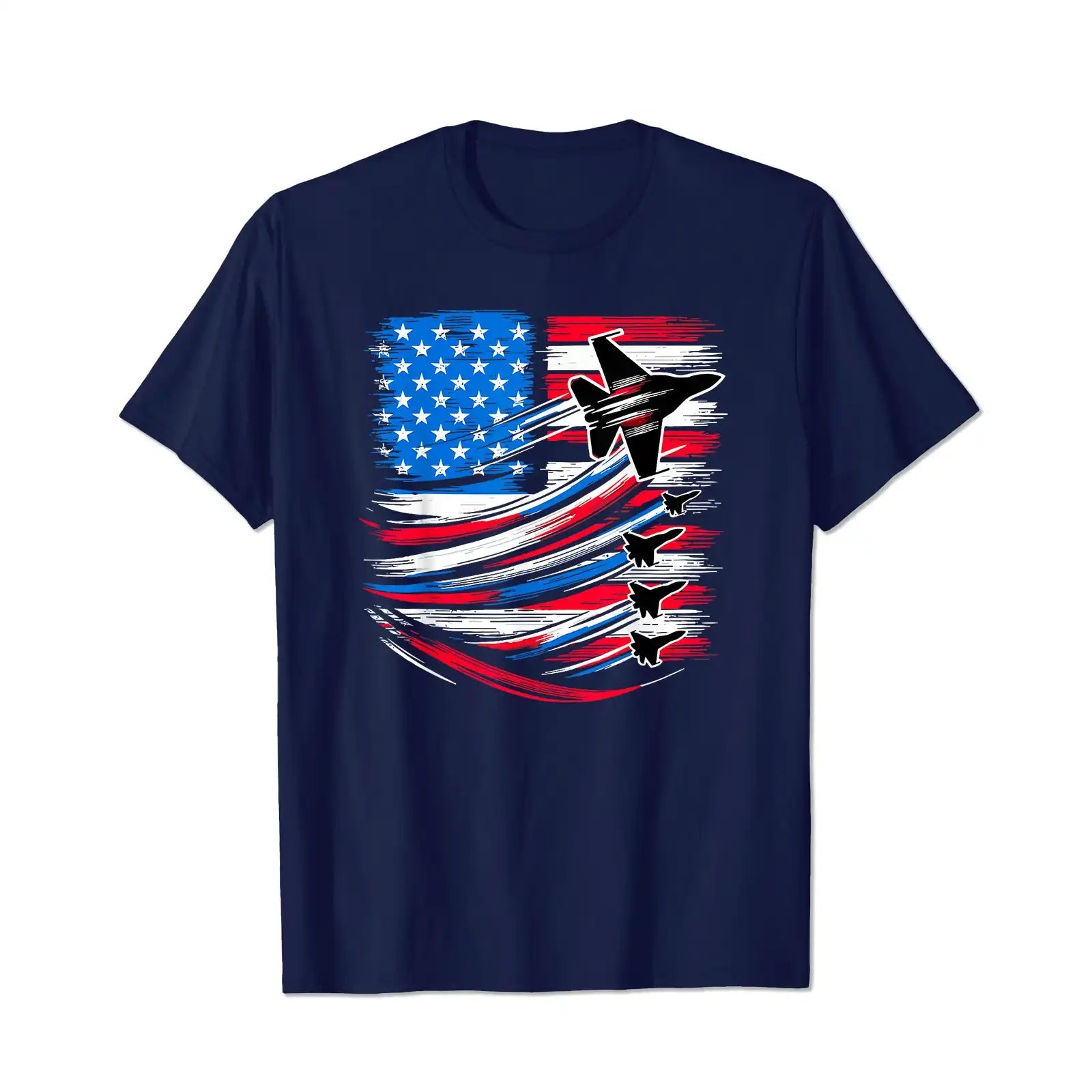 4th of July Jet American Flag Patriotic USA 3 Men T Shirts Big and Tall Men Shirts Plus Size Short Sleeve Fashion Casual T Shirt Graphic Tee Shirts Tshirts - BigTallGuys
