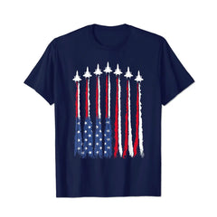 Patriotic Red White Blue USA Flag Fighter Jets 4th of July 2 Men T Shirts Big and Tall Men Shirts Plus Size Short Sleeve Fashion Casual T Shirt Graphic Tee Shirts Tshirts - BigTallGuys