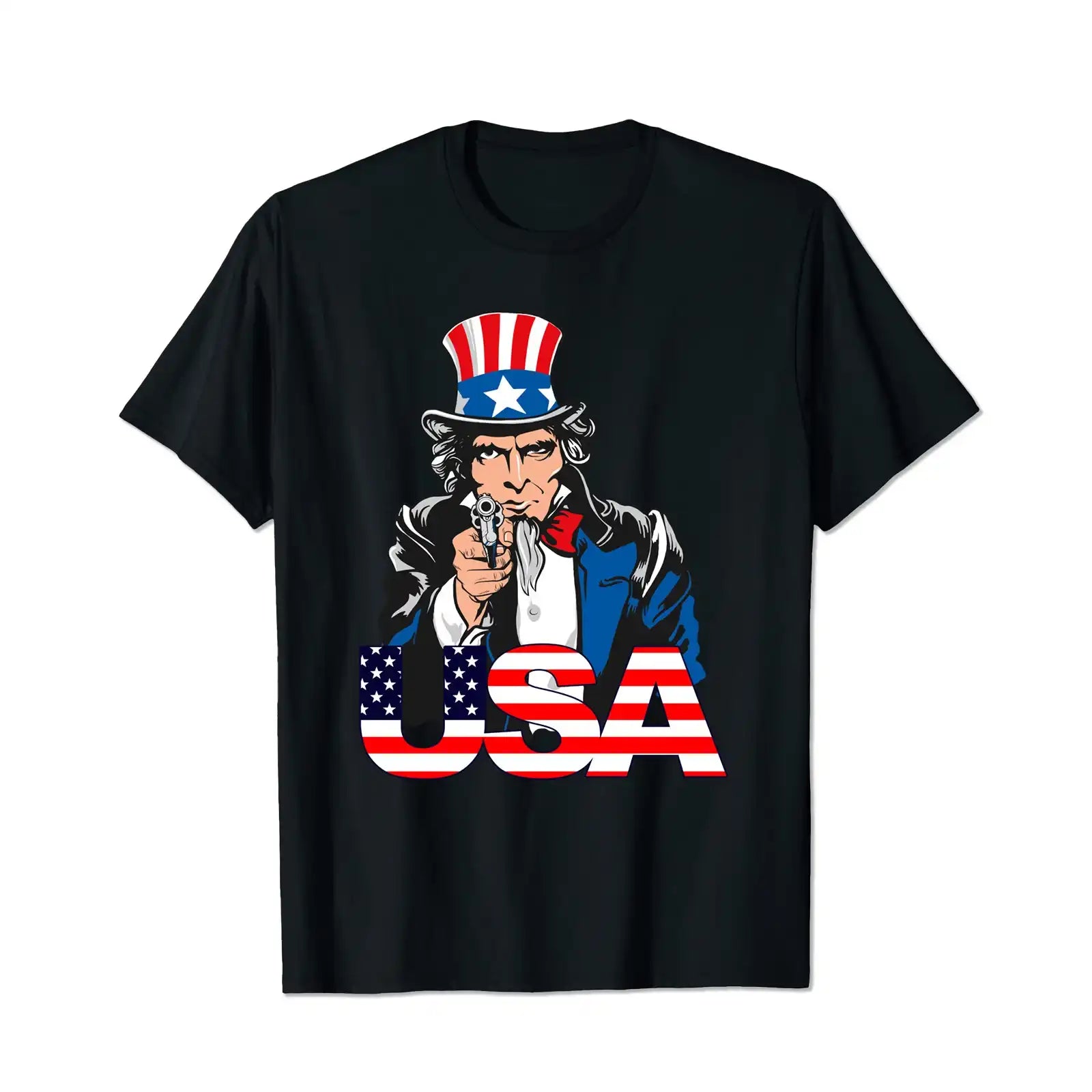 American Flag USA Flag Uncle Sam Patriotic 4th Of July Men T Shirts Big and Tall Men Shirts Plus Size Short Sleeve Fashion Casual T Shirt Graphic Tee Shirts Tshirts - BigTallGuys