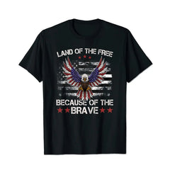America Eagle Land of the Free Because Of The Brave Men T Shirts Big and Tall Men Shirts Plus Size Short Sleeve Fashion Casual T Shirt Graphic Tee Shirts Tshirts - BigTallGuys