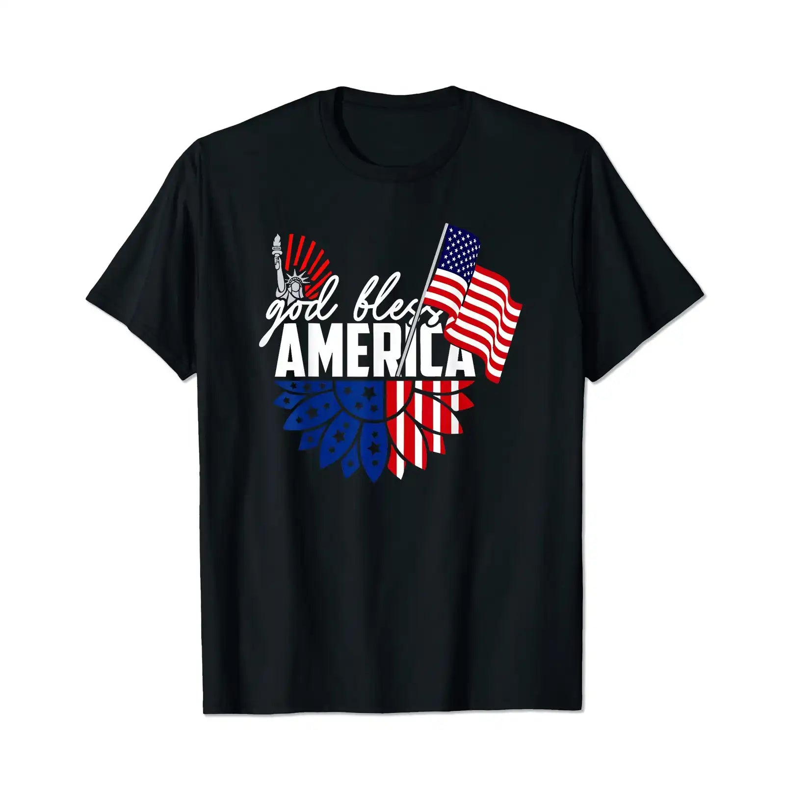 God Bless America US Flag 4th Of July Independence Day Men T Shirts Big and Tall Men Shirts Plus Size Short Sleeve Fashion Casual T Shirt Graphic Tee Shirts Tshirts - BigTallGuys