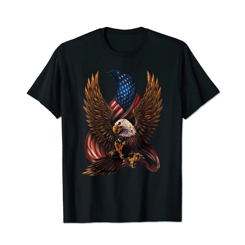 Patriotic American Design With Eagle And Flag Men T Shirts Big and Tall Men Shirts Plus Size Short Sleeve Fashion Casual T Shirt Graphic Tee Shirts Tshirts - BigTallGuys