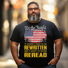 US Flag Constitution of the USA Needs To Be Reread Patriotic Men T Shirts Big and Tall Men Shirts Plus Size Short Sleeve Fashion Casual T Shirt Graphic Tee Shirts Tshirts - BigTallGuys