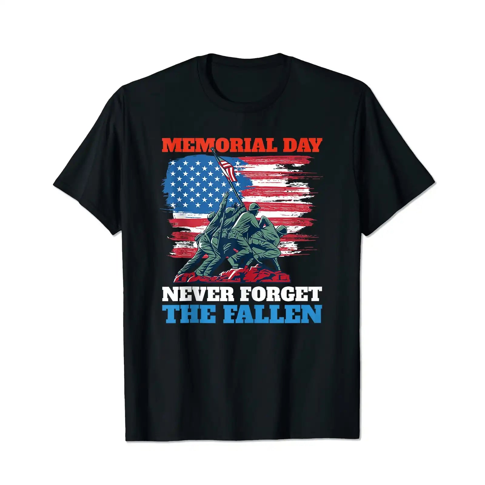 Memorial Day Never Forget the Fallen USA Flag Patriotic Men T Shirts Big and Tall Men Shirts Plus Size Short Sleeve Fashion Casual T Shirt Graphic Tee Shirts Tshirts - BigTallGuys