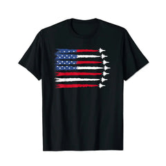 Patriotic Red White Blue USA Flag Fighter Jets 4th of July Men T Shirts Big and Tall Men Shirts Plus Size Short Sleeve Fashion Casual T Shirt Graphic Tee Shirts Tshirts - BigTallGuys