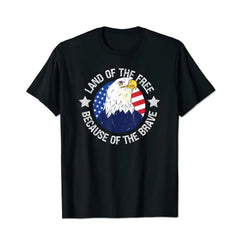 USA Eagle Land of the Free Because of the Brave Men T Shirts Big and Tall Men Shirts Plus Size Short Sleeve Fashion Casual T Shirt Graphic Tee Shirts Tshirts - BigTallGuys