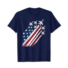 4th of July Jet American Flag Patriotic USA 2 Men T Shirts Big and Tall Men Shirts Plus Size Short Sleeve Fashion Casual T Shirt Graphic Tee Shirts Tshirts - BigTallGuys