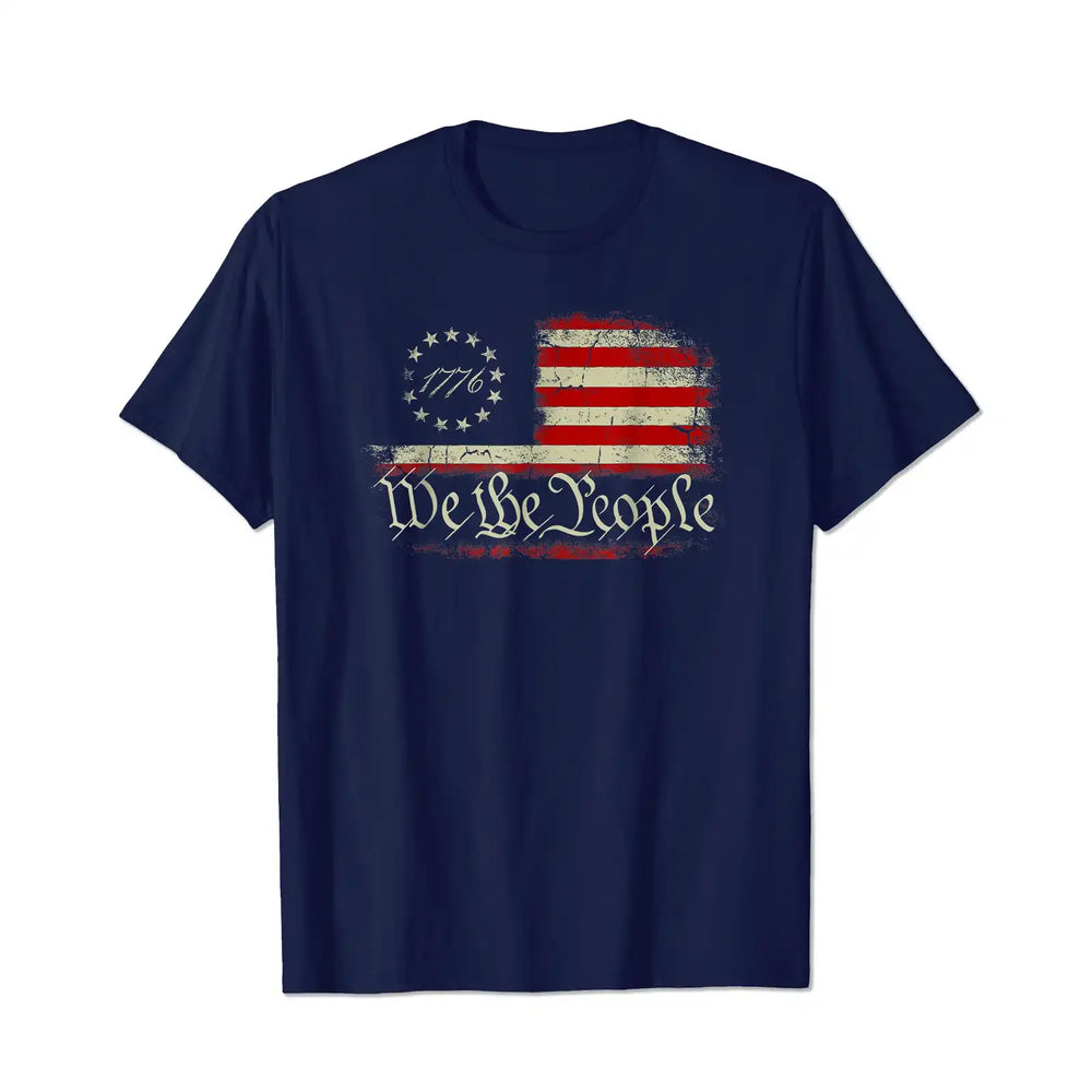 4th Of July We The People American 1776 American Flag Men T Shirts Big and Tall Men Shirts Plus Size Short Sleeve Fashion Casual T Shirt Graphic Tee Shirts Tshirts - BigTallGuys