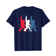 Bigfoot USA Flag Independence Day 4th Of July Patriotic Men T Shirts Big and Tall Men Shirts Plus Size Short Sleeve Fashion Casual T Shirt Graphic Tee Shirts Tshirts - BigTallGuys