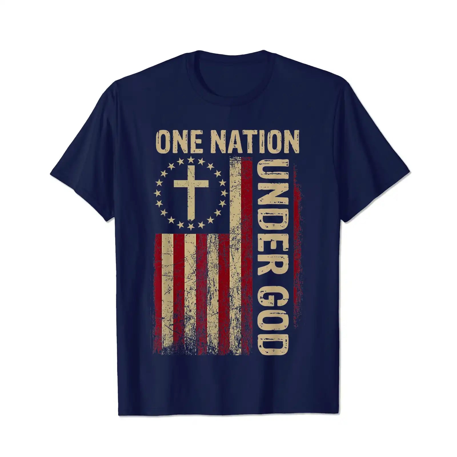 One Nation Under God Flag 4th Of July Patriotic Christian Men T Shirts Big and Tall Men Shirts Plus Size Short Sleeve Fashion Casual T Shirt Graphic Tee Shirts Tshirts - BigTallGuys