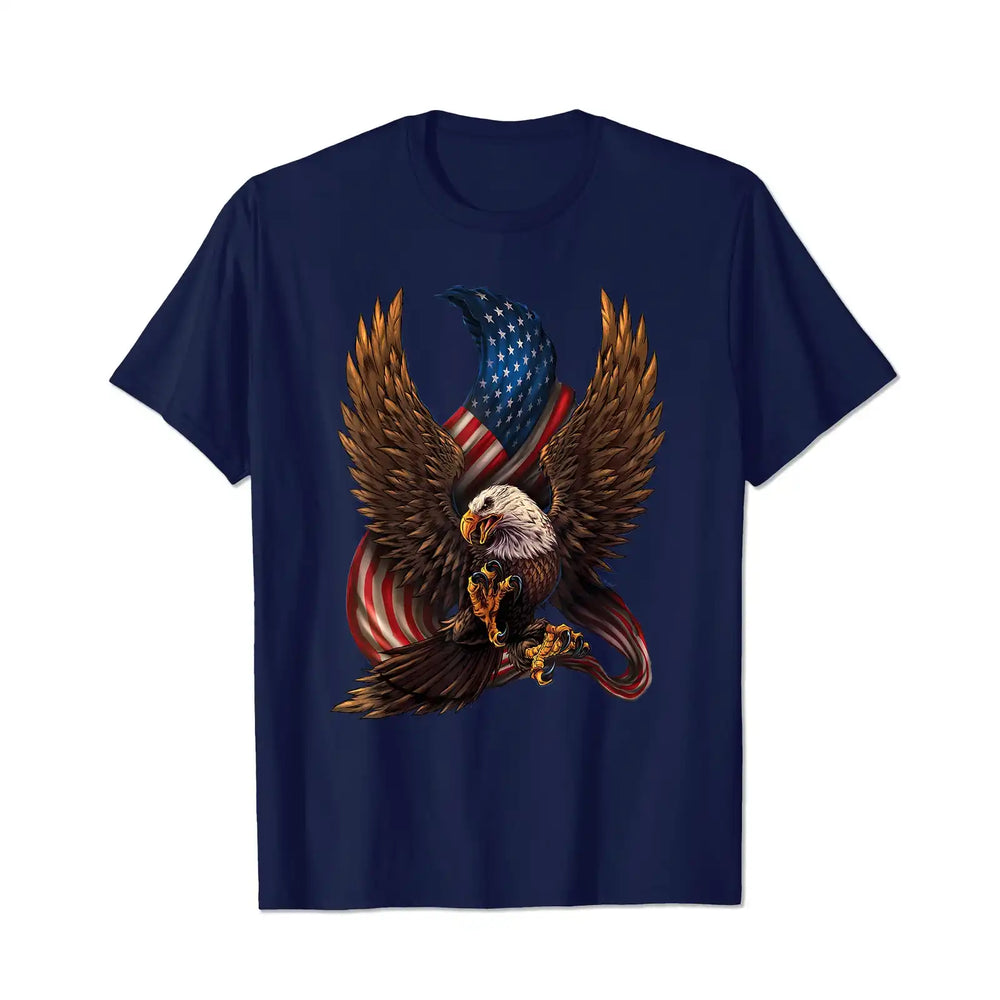 Patriotic American Design With Eagle And Flag Men T Shirts Big and Tall Men Shirts Plus Size Short Sleeve Fashion Casual T Shirt Graphic Tee Shirts Tshirts - BigTallGuys