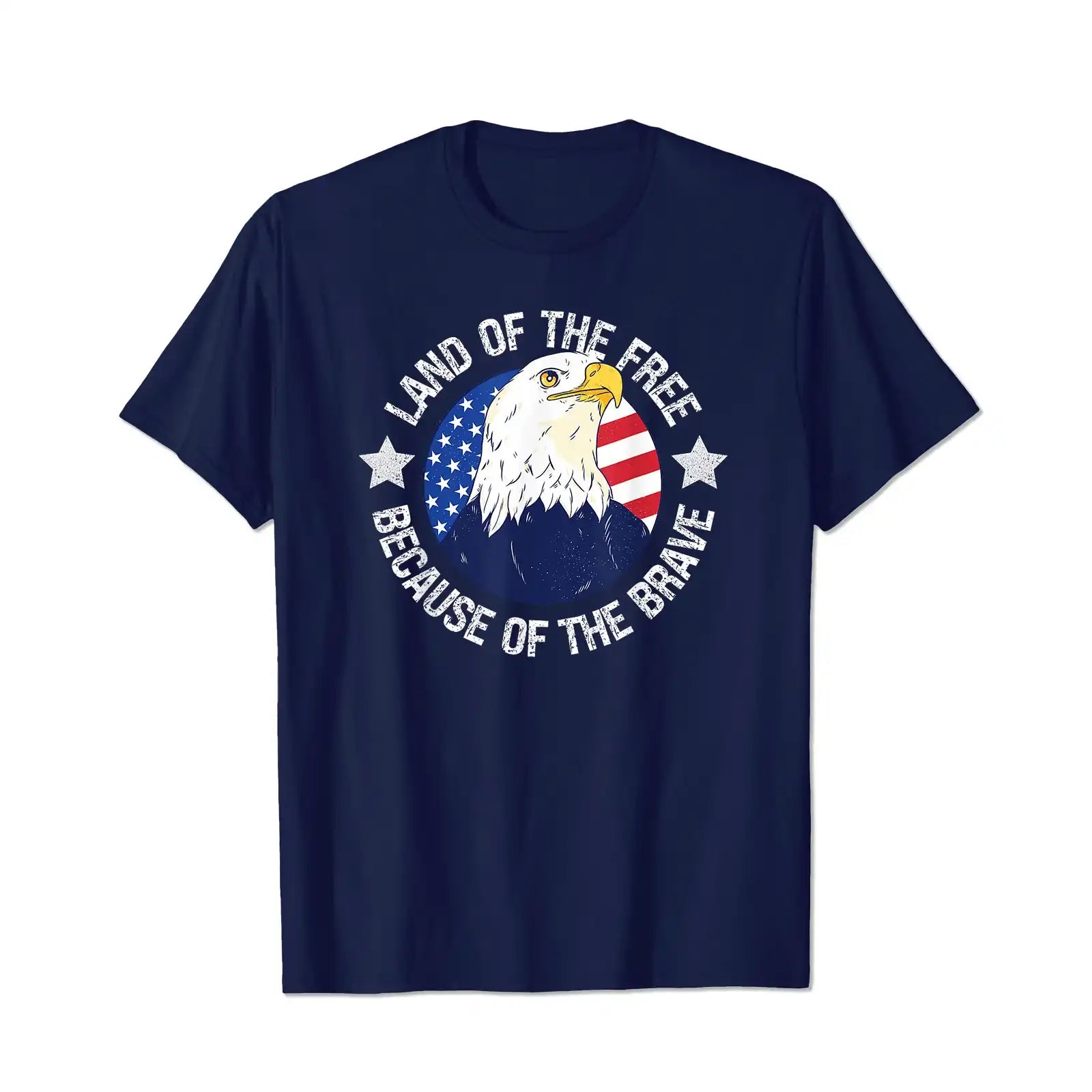 USA Eagle Land of the Free Because of the Brave Men T Shirts Big and Tall Men Shirts Plus Size Short Sleeve Fashion Casual T Shirt Graphic Tee Shirts Tshirts - BigTallGuys