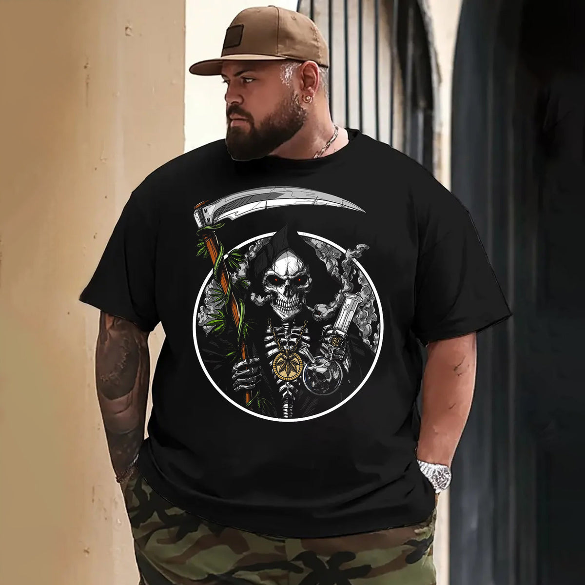 Skull Skeleton T0 5DLS 018 Men T Shirts Big and Tall Men Shirts Plus Size Short Sleeve Fashion Casual T Shirt Graphic Tee Shirts Tshirts
