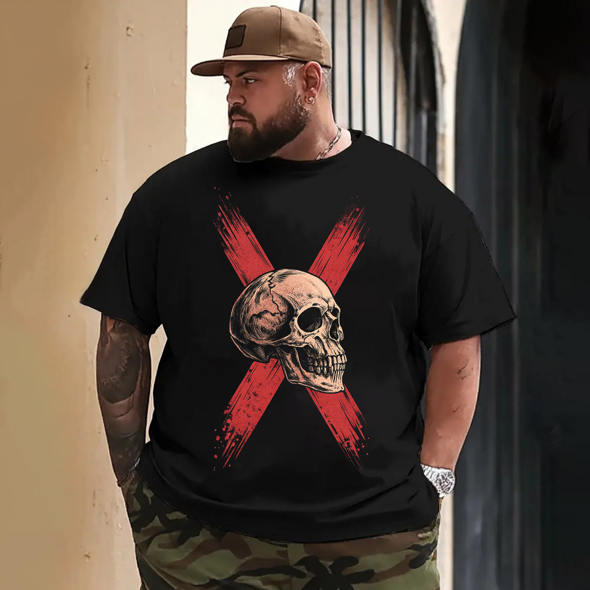 Skull Skeleton T0 5DLS 019 Men T Shirts Big and Tall Men Shirts Plus Size Short Sleeve Fashion Casual T Shirt Graphic Tee Shirts Tshirts