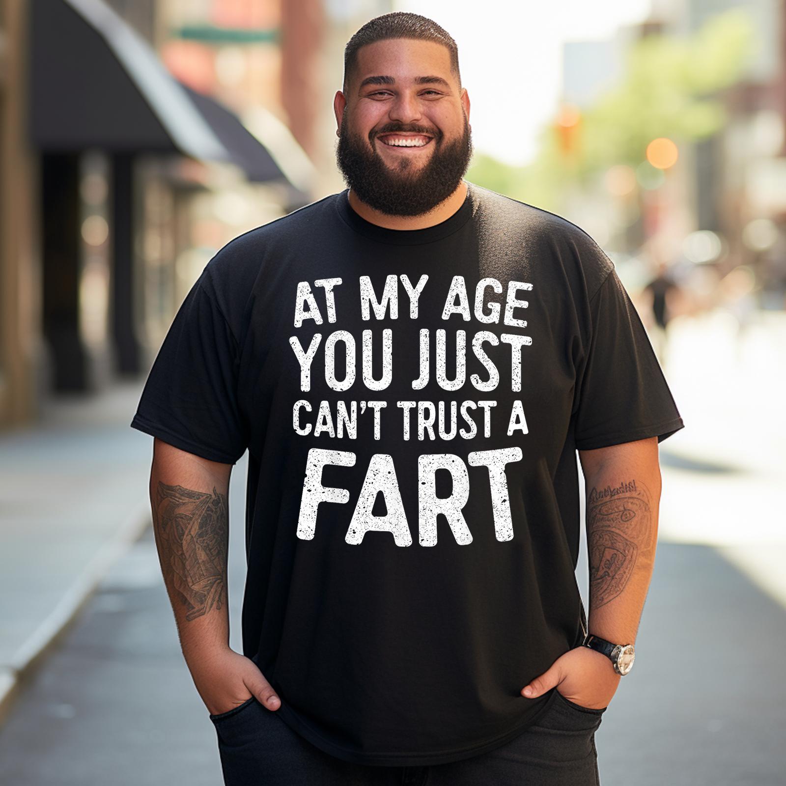 Cant Trust Fart Funny Men T-Shirts, Plus Size Short Sleeve T Shirt for Men Big and Tall Men Tees Shirts