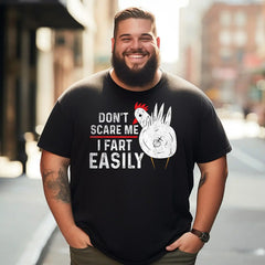 Don't Scare Me I Fart Easily Funny Men T-Shirts, Plus Size Short Sleeve T Shirt for Men Big and Tall Men Tees Shirts - BigTallGuys