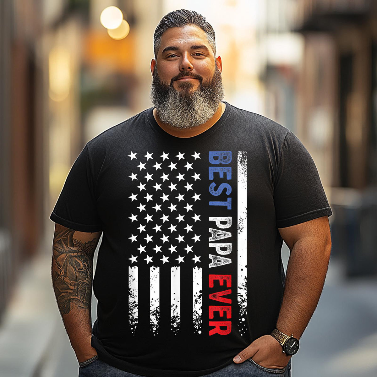 Best Papa Ever Men T Shirts Big and Tall Men Shirts Plus Size Short Sleeve Fashion Casual T Shirt Graphic Tee Shirts Tshirts