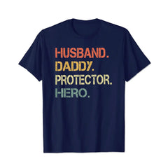 Husband Daddy Protector Hero Men T Shirts Big and Tall Men Shirts Plus Size Short Sleeve Fashion Casual T Shirt Graphic Tee Shirts Tshirts - BigTallGuys