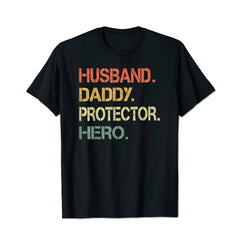 Husband Daddy Protector Hero Men T Shirts Big and Tall Men Shirts Plus Size Short Sleeve Fashion Casual T Shirt Graphic Tee Shirts Tshirts - BigTallGuys