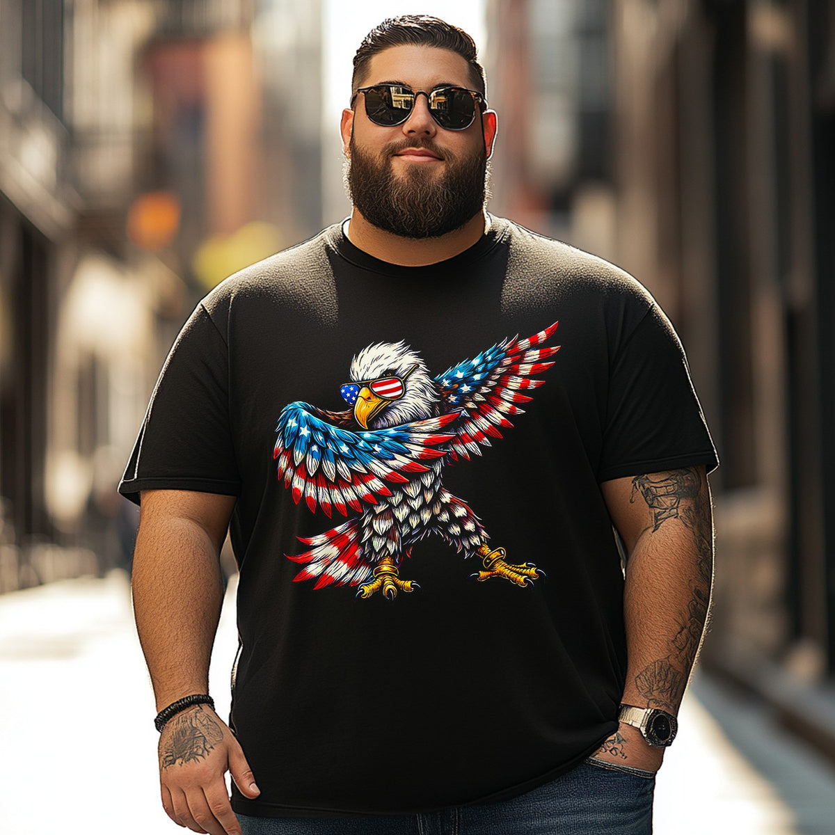 American Flag Bald Eagle Patriotic Eagle 4th of July USA Men T Shirts Big and Tall Men Shirts Plus Size Short Sleeve Fashion Casual T Shirt Graphic Tee Shirts Tshirts