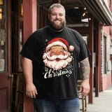 Santa Claus Merry Christmas Men T-Shirts, Plus Size Short Sleeve T Shirt for Men Big and Tall Men Tees Shirts