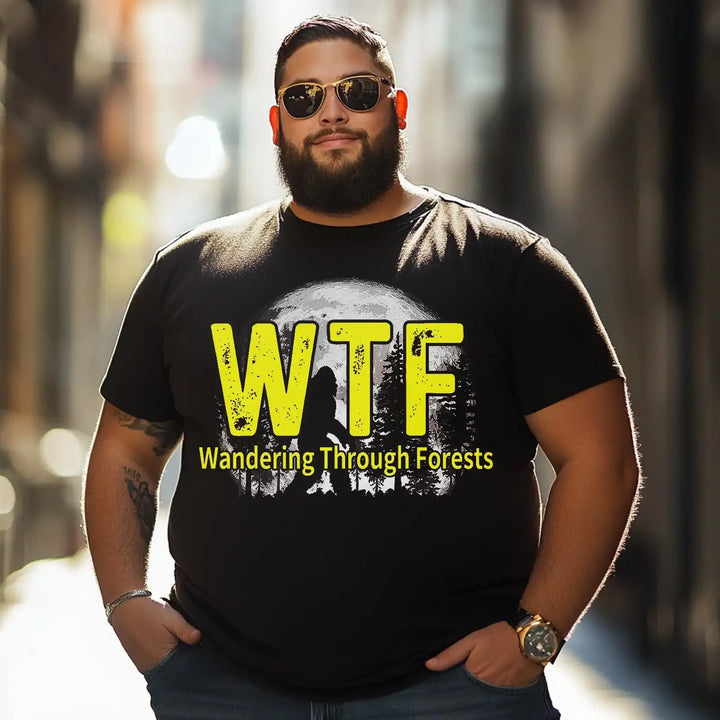 WTF Wandering Through Forests Men T Shirts Big and Tall Men Shirts Plus Size Short Sleeve Fashion Casual T Shirt Graphic Tee Shirts Tshirts