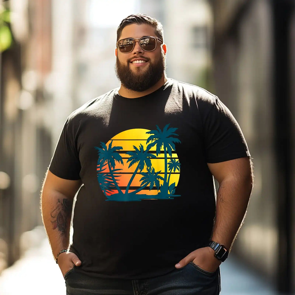 Coconut Palm Trees Men T Shirts Big and Tall Men Shirts Plus Size Short Sleeve Fashion Casual T Shirt Graphic Tee Shirts Tshirts - BigTallGuys