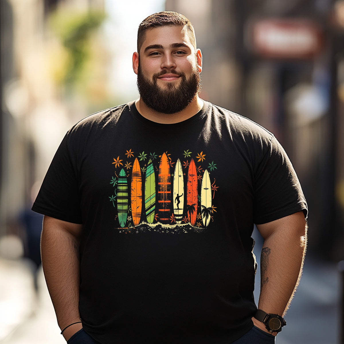 Surfboarder Hawaii Wave Surfing Beach Surfer 2 Men T Shirts Big and Tall Men Shirts Plus Size Short Sleeve Fashion Casual T Shirt Graphic Tee Shirts Tshirts