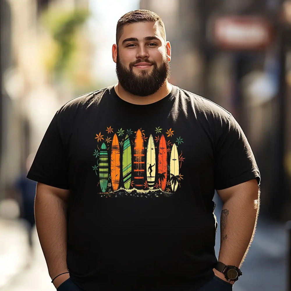 Surfboarder Hawaii Wave Surfing Beach Surfer 2 Men T Shirts Big and Tall Men Shirts Plus Size Short Sleeve Fashion Casual T Shirt Graphic Tee Shirts Tshirts - BigTallGuys