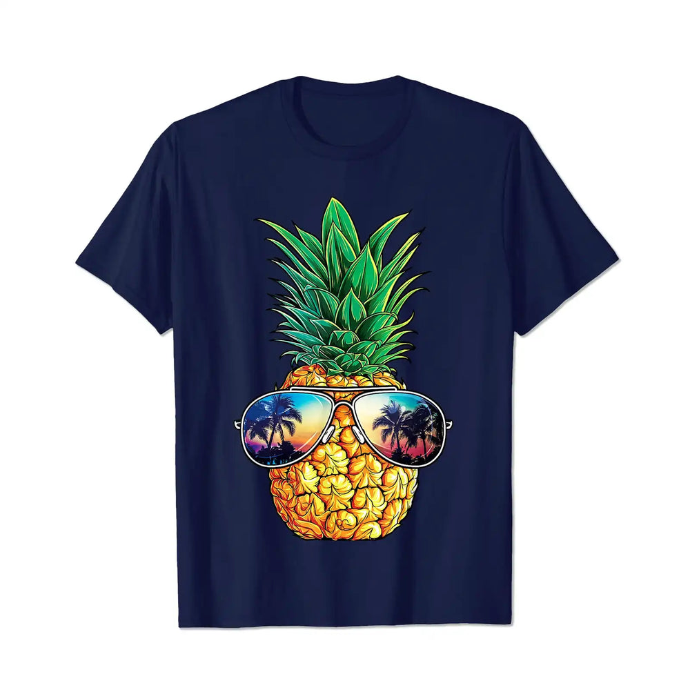 Pineapple Aloha Beaches Hawaii Hawaiian Sunglasses Men T Shirts Big and Tall Men Shirts Plus Size Short Sleeve Fashion Casual T Shirt Graphic Tee Shirts Tshirts - BigTallGuys
