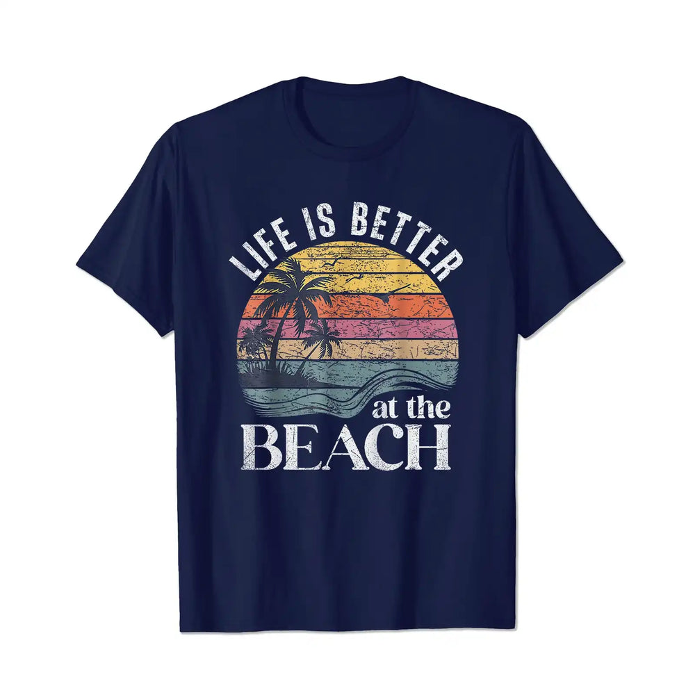 Life Is Better at The Beach Men T Shirts Big and Tall Men Shirts Plus Size Short Sleeve Fashion Casual T Shirt Graphic Tee Shirts Tshirts - BigTallGuys