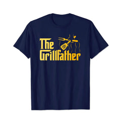 The Grillfather BBQ Grill Barbecue Chef Dad Papa Men T Shirts Big and Tall Men Shirts Plus Size Short Sleeve Fashion Casual T Shirt Graphic Tee Shirts Tshirts - BigTallGuys