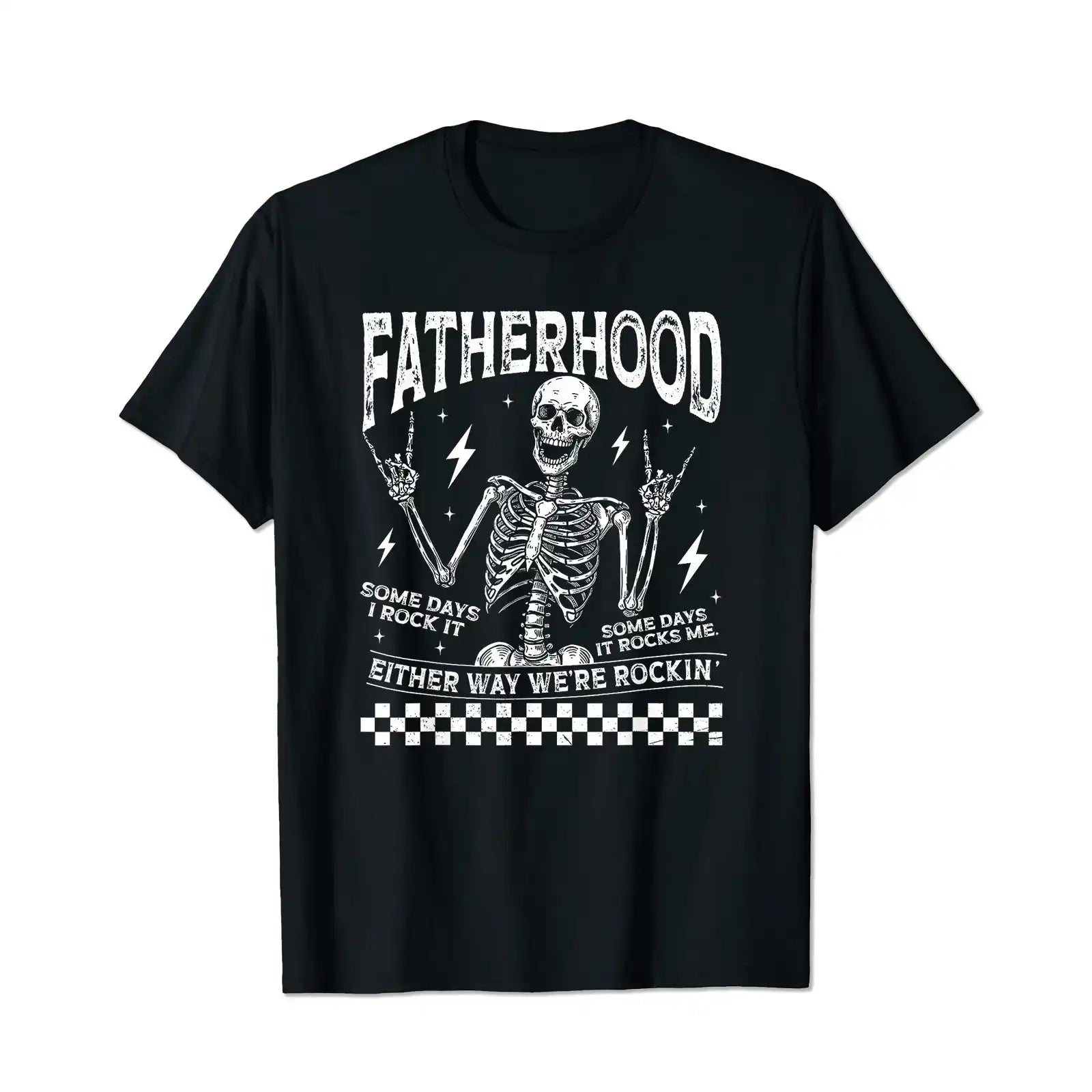 Fatherhood Some Days I Rock It Father's Day Skeleton Dad Men T Shirts Big and Tall Men Shirts Plus Size Short Sleeve Fashion Casual T Shirt Graphic Tee Shirts Tshirts - BigTallGuys